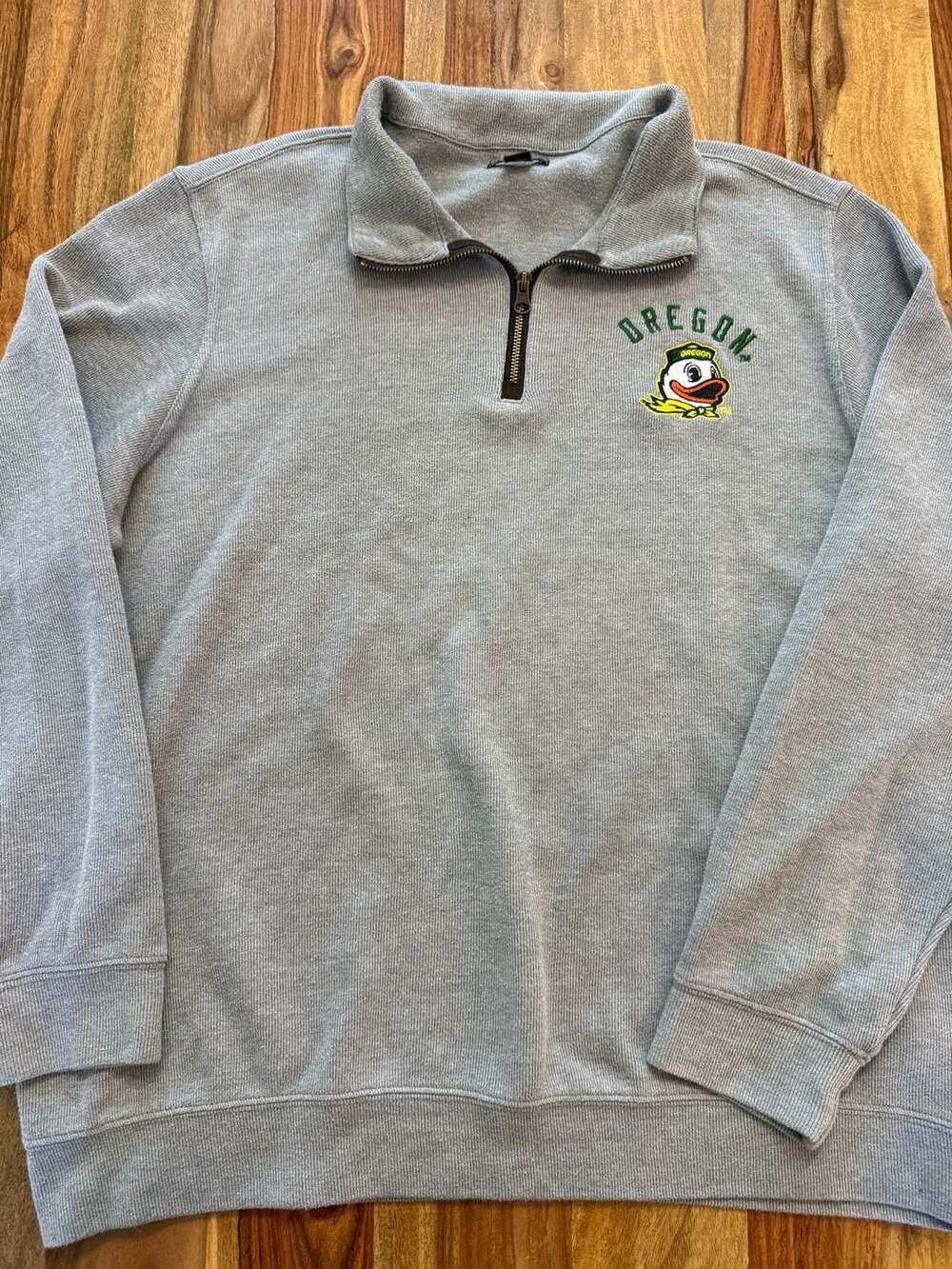 Vintage Oregon Ducks Quarter-Zip Pullover Sweatshirt XL